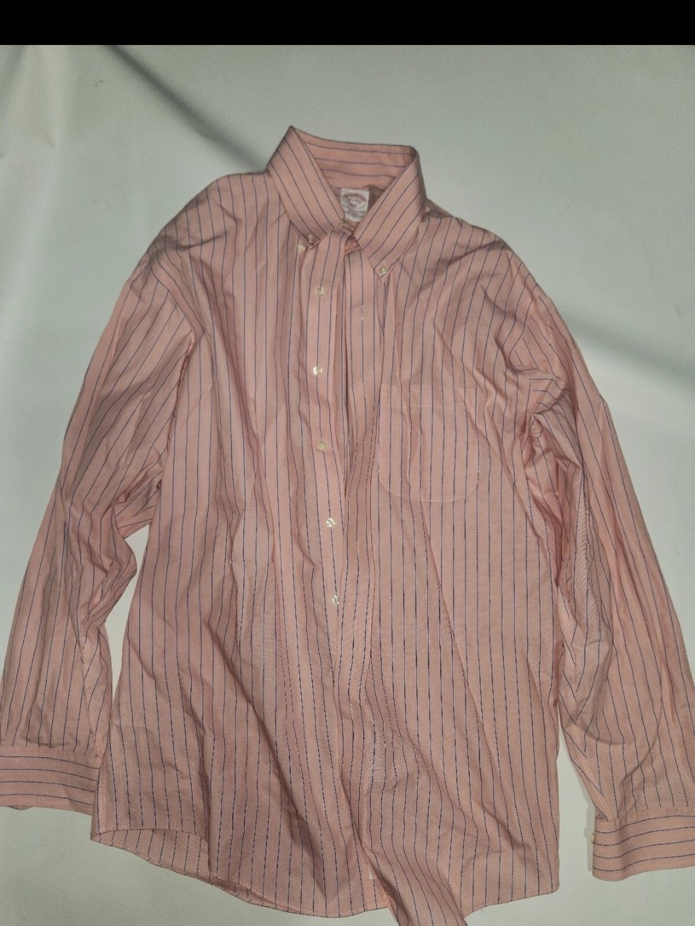 Brooks Brothers 346  16.5 Pink and Navy Striped Dress Shirt